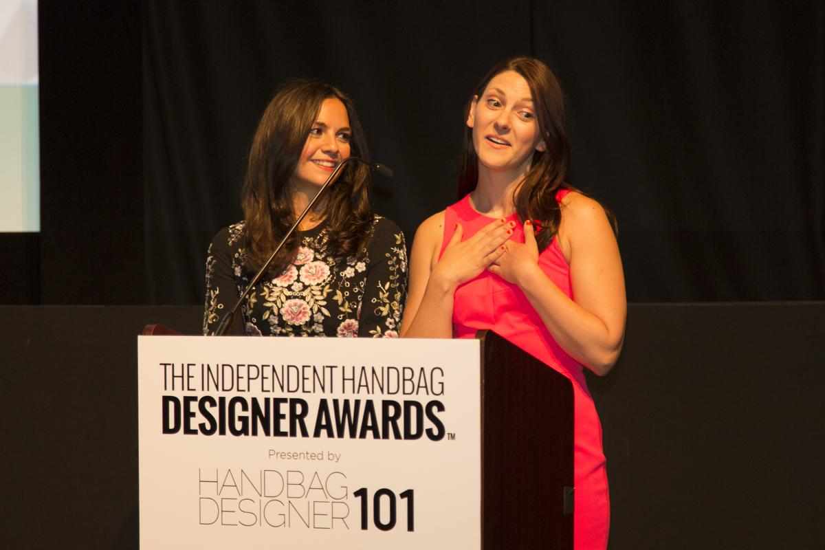 Katie and Juliet Falchi presenting the Best Handbag in Overall Style and Design