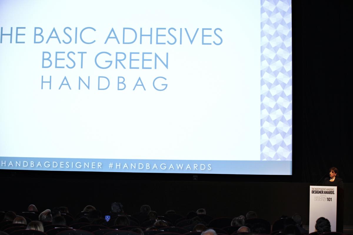 Myrna Block presenting Best Green Handbag 