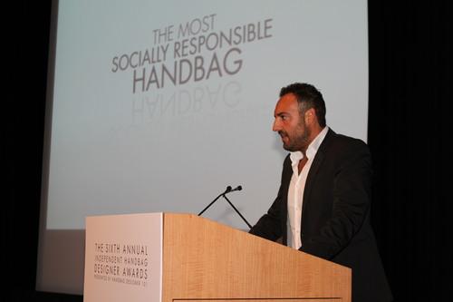 Paolo Fidanza of JP Selects presenting the Most Socially Responsible Handbag
