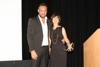 Paolo Fidanza of JP Selects  Marisa Collado of Arbol de Viento, Winner of the Most Socially Responsible Handbag
