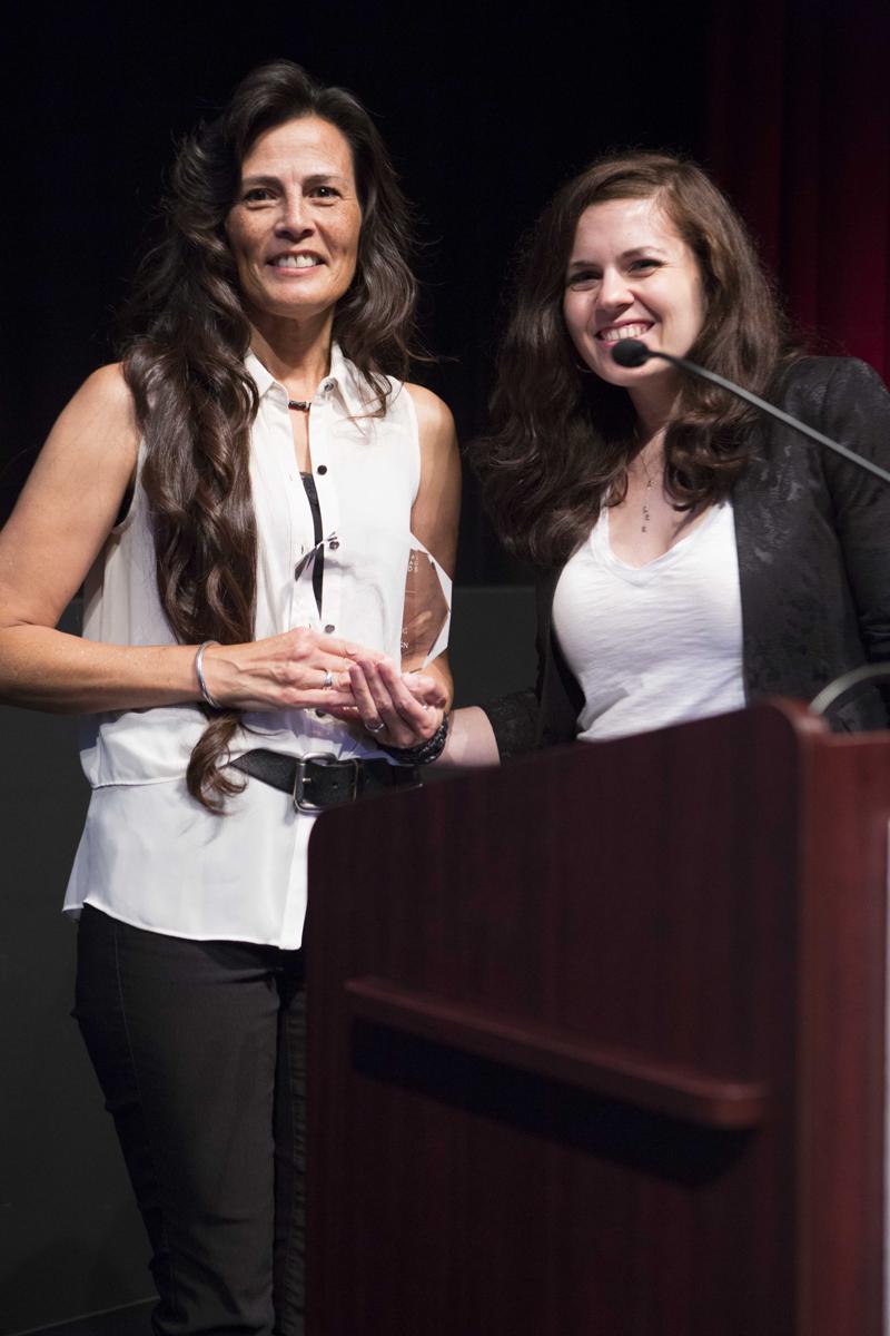 Winner of The Timberland Best Green Handbag, Rachel Santos of Dante Robles with Erin Carter of Timberland